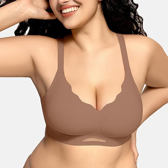 Scalloped Wireless Bras with Mesh