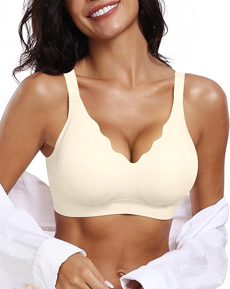Scalloped Wireless Push Up Bras